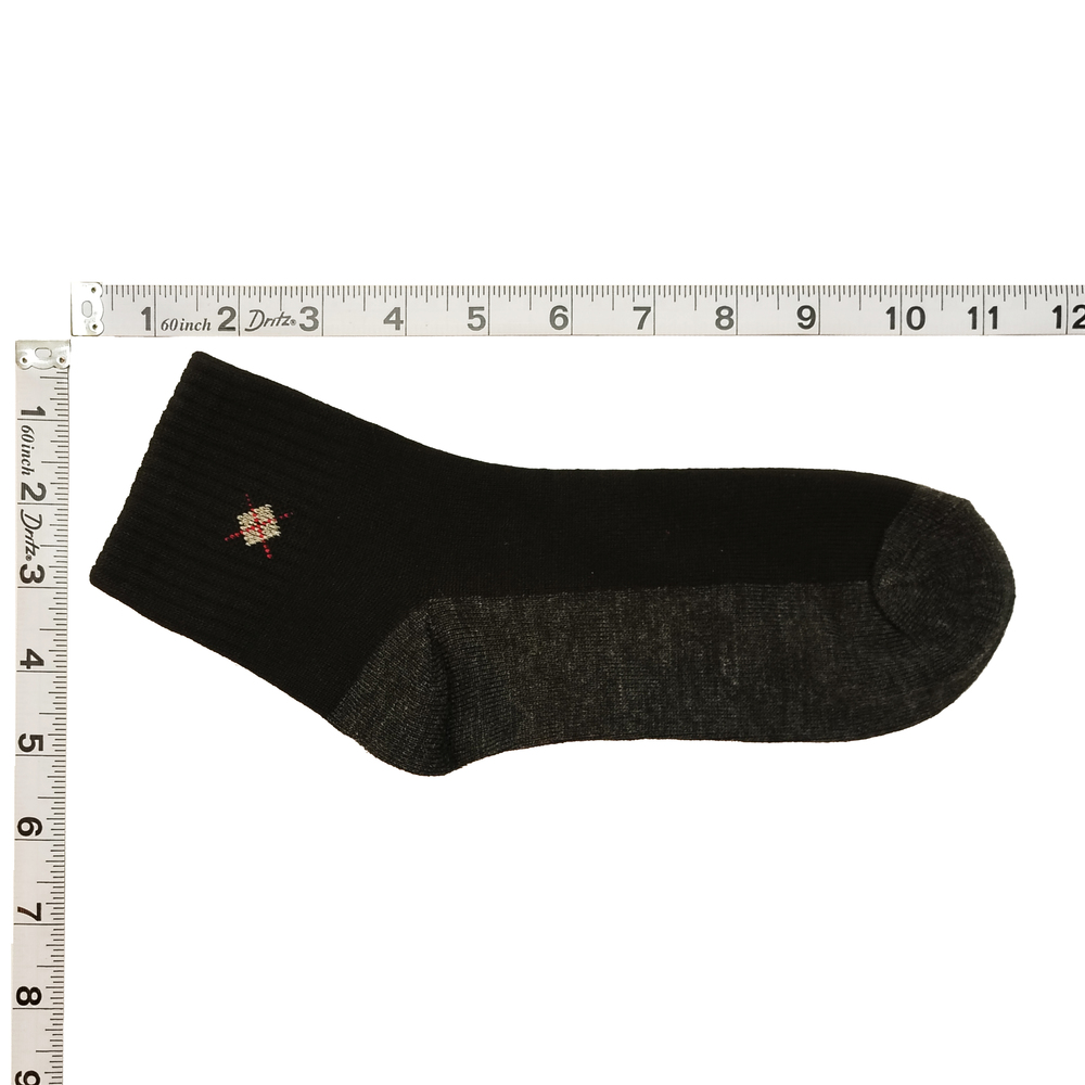 5 Pairs Men's Socks - Black Top, Gray Bottom, White & Red Crosshair